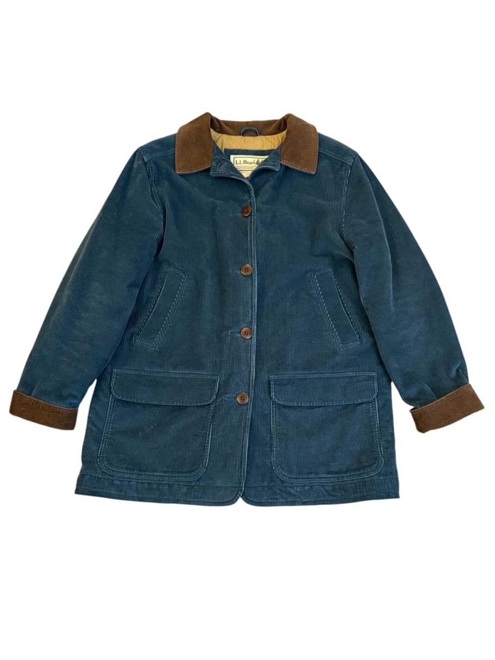 Retro Y2K LL Bean Corduroy Barn Chore Coat Jacket Blue Teal M Gorpcore Utility